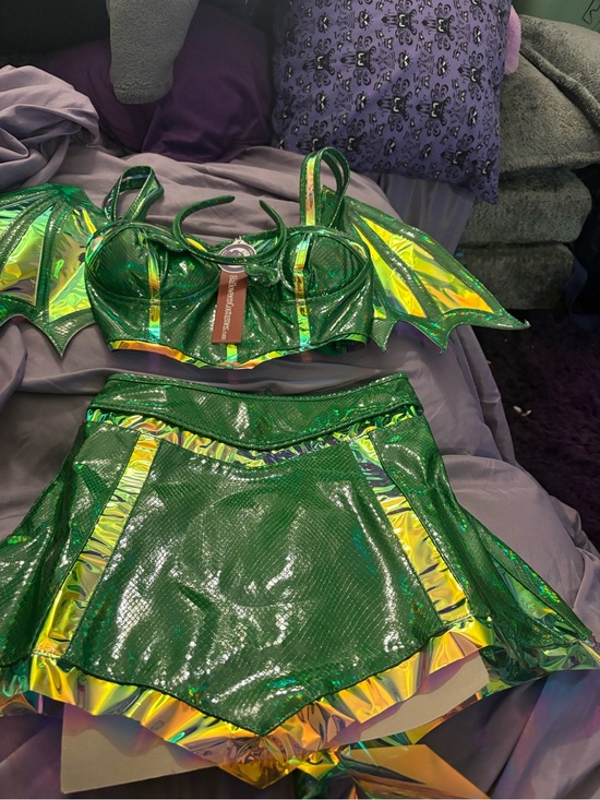 Other - Green Dragon Wings Costume Set for women’s- Shiny Two-Piece